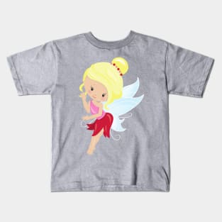 Cute Fairy, Forest Fairy, Magic Fairy, Blonde Hair Kids T-Shirt